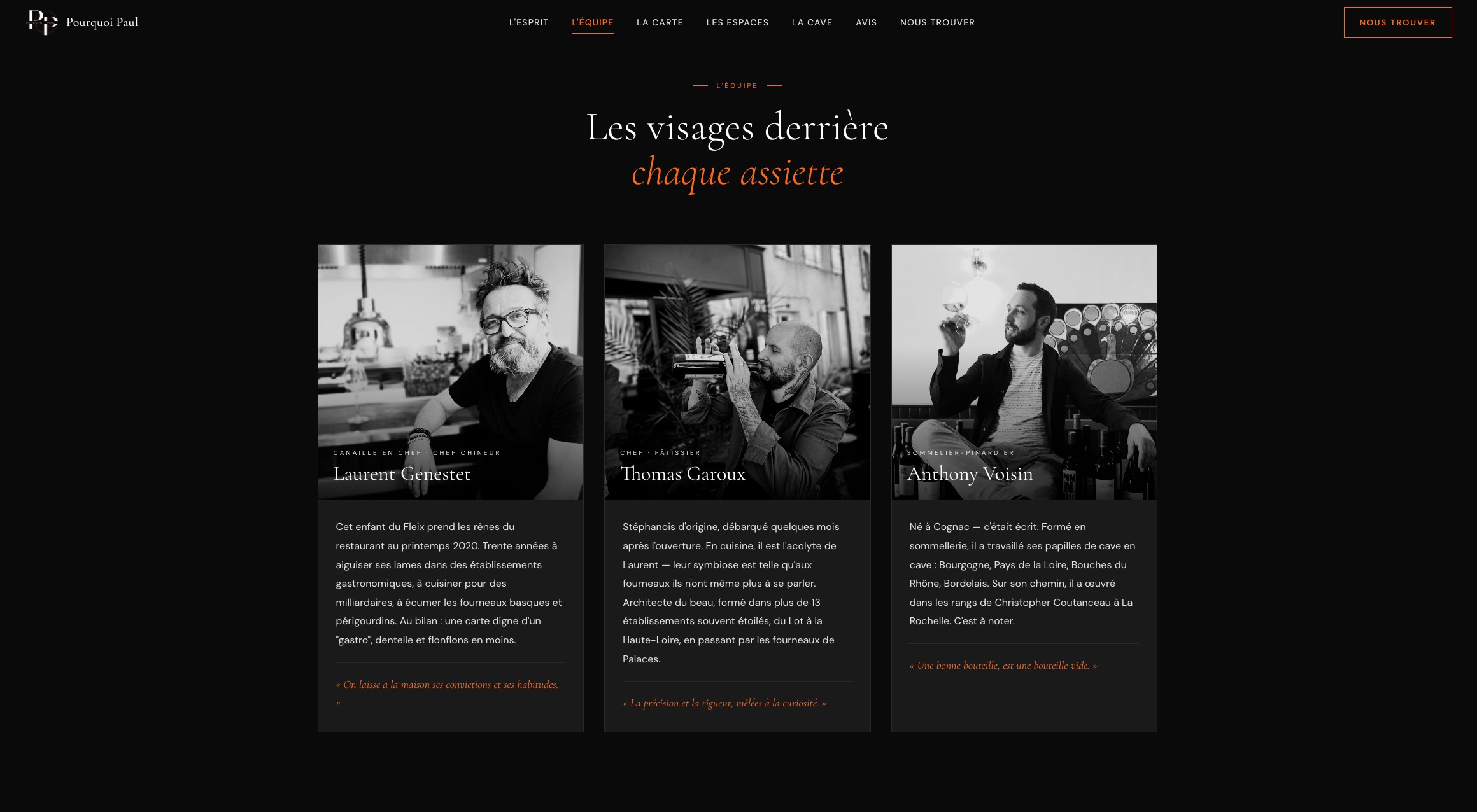 Refonte du site web Pourquoi Paul - Page équipe et valeurs par Kliq, studio web Dijon