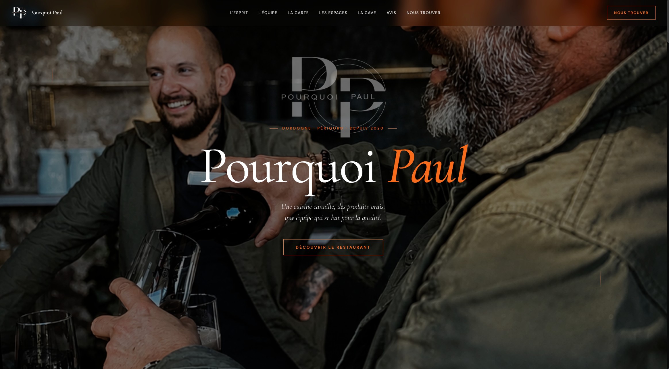 Refonte du site web Pourquoi Paul, restaurant gastronomique en Dordogne - Page d'accueil par Kliq, studio web Dijon