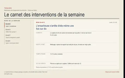 Aperçu du style Carnet d'intervention